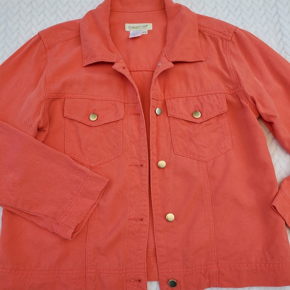 Coldwater Creek Coral Pink Tencel Button Down Jean Jacket Size XS - Picture 4 of 7